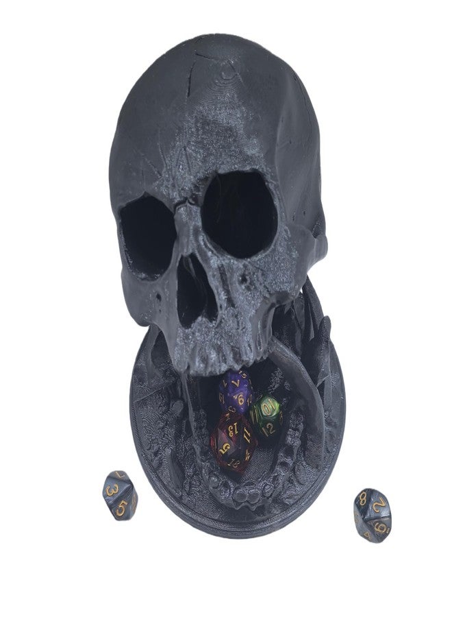 XJPONGC Skull Dice Tower Dungeons and Dragons 28mm D20 Miniature Wargaming RPG abletop Roleplaying Game Jail D&D (Random 7PCS D20 Dice Set Included) Black - Image 5